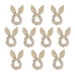 LFOUVRE Pack of 10 Small Velvet Scrunchies for Women Hair Accessories, Mini Thin Elastic Hair Ties for Thick and Thin Hair, Coffee