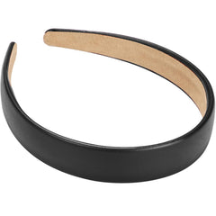 WantGor 1 Inch PU Leather Headband, Wide Padded Hairband Fashion Hair Bands Cute Womens Headbands Holiday DIY Hair Accessories (White)