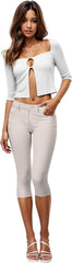 Hybrid & Company Women's Ultra Stretch Mid Rise Skinny Capri Pants with Pockets