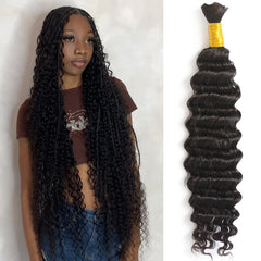 YWIGS Water Wave Human Braiding Hair for Boho Braids 50G Bulk Human Hair for Braiding No Weft Virgin Human Hair 18inch