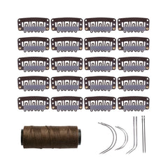 YANTAISIYU 20 Pieces 32mm Hairpieces Snap Clips U Shape Wig Clips for Hair Extensions Making Wig Accessories Set Tools (Black)