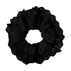 White Scrunchies for Women Large Lace Scrunchies Elastic Hair Ties No Damage Double Layer Hair Bands (white)