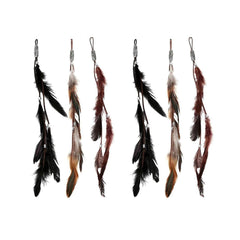 ICYANG Women Feather Hair Clips, Handmade Boho Hippie Hair Extensions with Clip Comb DIY Accessories Hairpin Headdress, Set of 3