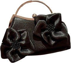 Verdusa Women's Bowknot Evening Bag Ruched Clutch Purse Party Handbag with Chain Strap