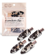 Kitsch Creaseless Hair Clips for Women - No Bend, No Crease Hair Clips For Styling, Makeup Application and Face Wash - Recycled Acrylic - 4pcs Black Terrazzo
