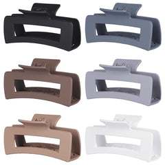4 Inch Big Hair Claw Clips 6 Pcs Large Claw Clips for Thick Hair Square Hair Clips for Women Rectangle Hair Clips Nonslip Acrylic Banana Jaw Clips Hair Accessories for Girls - Amber
