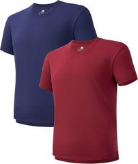 DAVID ARCHY Men's T-Shirt Heavyweight Tees Cotton Sorona Casual Plain Shirts Side Slit/Curved Hem Tees for Men 2-Pack