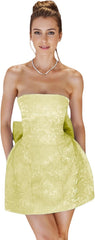 JUMISEE Embroidery Satin Homecoming Dress with Bow Modest Strapless Mini Dresses A Line Short Prom Dress Party Gown