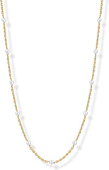 PAVOI 14K-18K Gold Plated Dainty Pearl Necklaces for Women - Station Beaded Choker Paperclip Chain Gold Pearl Necklace Bridal Jewelry