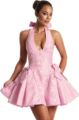 JUMISEE Embroidery Satin Homecoming Dress with Bow Modest Strapless Mini Dresses A Line Short Prom Dress Party Gown