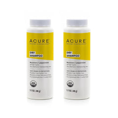 Acure Dry Shampoo - Mini Powder Dry Shampoo for Women with Blonde & Dark Hair, Care to Refresh Treated Color Tinted Hair with Rosemary & Peppermint, Non Aerosol, Clean, 100% Vegan - 1.7 oz Travel Size