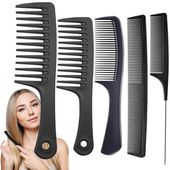 Hair Combs for Women Men, Large Wide Tooth Comb, Fine Tooth, Rat Tail Comb, Comb Set for Wet Curly Thick Thin Hair Styling Detangling (6 PCS)