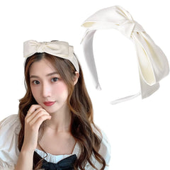 Black Bowknot Headband with Knotted Bows - Big Hair Accessory for Women and Girls