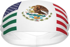 Mexico Headbands for Hiking Running Cycling Mexico Flag Headbands Mexican Sweatbands Wide Head Bands