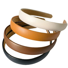 4 Pack Leather Headband Non-slip Fashion Wide Headband for Women Simple Hairbands Hair Hoop Solid Color Soft PU Leather Head Bands for Women Girls