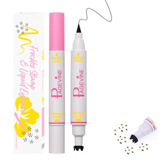 Freckle Pen Stamp and Black Eyeliner 2 in 1,Fake Freckles Stamp Liquid Eyeliner Pencil Kit,Dual Ended Faux Freckles Maker Pen for Sunkissed Makeup Natural Lifelike Long Lasting,02 MEDIUM