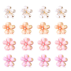 CWJCYTNSN 16PCS Small Metal Hair Claw Clips, Silver Mini Hair Clips for Thin Thick Hair, Cute Tiny Hair Clips, Little Flower Hair Jaw Clamps, Nonslip Bangs Pins Hair Accessories for Women Girls