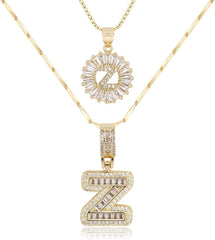 Letter Necklace 14k Gold Plated Bling Dainty Necklaces Trendy Chunky Custom Name Necklace Personalized Round Circle Pendant Zirconia Letters Name Crystal Jewelry Gifts for Women