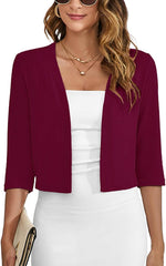 Heymoments Women's Thin Shrugs 3/4 Sleeve Lightweight Cropped Tops Open Front Cardigan for Dress