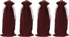uxcell 4 Pcs Wine Bottle Gift Bags with Drawstrings, Velvet Wine Bags Reusable Liquor Bottle Covers for Wedding Birthday Party, Blue