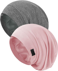 Silk Bonnet for Sleeping Women, Adjustable Silky Satin Lined Sleep Cap, Silk Hair Wrap Slouch Beanie Hat