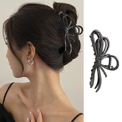 1Pcs Metal Silver Bow Hair Claw Clips - Large Fashion Hair Accessories for Women Girls, Strong Hold Alloy Elegant Jaw Grip Clips for Thin or Thick Hair Styling