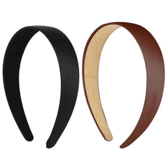 2 Pieces Satin Headbands 1 Inch Wide Hard Head Band Fashion Solid Headband Anti-slip Plain Hair Bands Diy Hair Accessories for Women Girls Halloween Christmas Valentine's Day