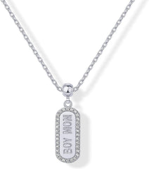 PAVOI 14K Gold Plated Dainty Dog Tag Charm Pendant Mom Necklace for Women - Gold Adjustable Sliding Chain Mama Necklace Jewelry for Mothers Day - Mommy to Be Gift Customizable Removable Charm Pendant