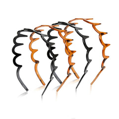 WOVOWOVO Zig Zag Headbands for Women Teen Girls Men, Plastic Hair Bands with Teeth Thin Zigzag Head Bands for Women's Hair, Non Slip Black Comb Hairbands Accessories, 4 Packs