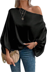 Verdusa Off The Shoulder Blouses for Women 3/4 Length Sleeve Tops Dressy Casual Blouse
