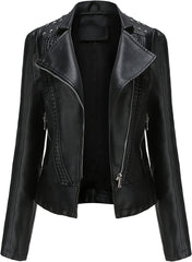 Women's spring and autumn season rivets faux leather biker jacket, short punk style, a variety of colors