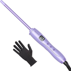 Wavytalk 3/8 Inch Small Curling Iron Wand for Short & Long Hair, Ceramic Barrel with Adjustable Temperature, Heat Resistant Glove Included (Rose Pink)