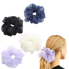 Oversized Scrunchies Jumbo Organza Scrunchies Large Chiffon Scrunchies No Damage Giant Scrunchies for Sleeping Big Hair Scrunchies for Women(6PCS,Style1)