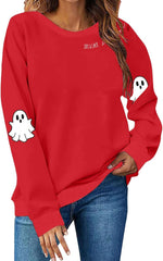 Women's Retor Ghost Skull Crop Sweatshirt Funny Spooky Teacher Ghost Gift Blouse Fall Coffee Lover Casual Pullover