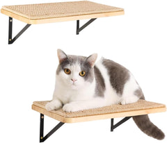 Two Aesthetically Pleasing Cat Wall Racks with Scratch Pads and Artificial Pet Scratch Posts, Suitable for Indoor Pets Suitable for Indoor Pets(2 Pack Shelves)