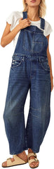 Dokuritu Overalls for Women Casual Adjustable Strap Baggy Denim Overalls Rompers Barrel Leg Jean Jumpsuit with Pockets