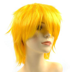 Modernfairy Anime Halloween Wig Blue for Cosplay Party, Synthetic Layered Short Hair Wigs with Bangs, Pastel Wigs for Women Men