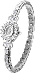 MASTOP Fashion Retro Women's Round Small Dial Watch Diamond Luxury Quartz Analog Dress Party Evening Watch Waterproof Wristwatch