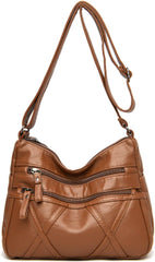 Triple Zip Crossbody Bags for Women Multiple Pockets Bag Ladies houlder Handbags with