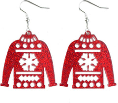 Christmas Acrylic Earrings Glitter Christmas Tree Sweater Reindeer Bulb Holiday Earrings Decoration Christmas Jewelry
