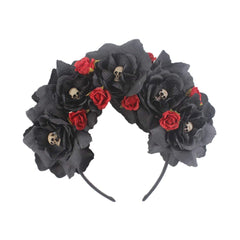 Floral Fall Women Day of the Dead Flower Crown Festival Headband Rose Mexican Floral Headpiece HC-23 (Red Purple)