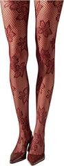 SHENHE Women's Patterned Fishnet Tights Sheer High Waist Y2k Floral Stockings Pantyhose