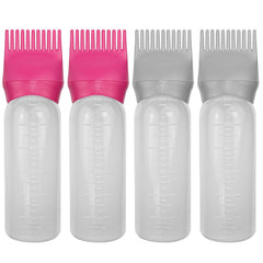 ELANE Hair Oiler Comb Bottle,4 Pack Root Comb Applicator Bottle for Hair Oil Scalp Hair Oiling Applicator(pink+purple+white+black)