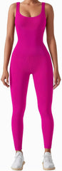 AURUZA Jumpsuit for Women Workout Seamless Jumpsuits Yoga Ribbed One Piece Tank Tops Rompers Sleeveless Exercise Jumpsuits