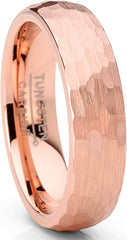Metal Masters CO. Men's Tungsten Carbide Wedding Band Ring Hammered Rosegold-Tone Comfort-Fit 6MM Unisex