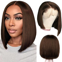 Bob Wig Human Hair 200 Density Virgin Remy Hair Double Drawn Human Hair Wig 3x Longer Lifespan 13x4 HD Lace Front Wigs Human Hair Pre Plucked Bone Straight Short Bob Natural Black 10”