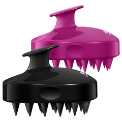HEETA Hair Scalp Massager Shampoo Brush 2 Pack, Soft Silicone Bristles to Remove Dandruff, Waterproof Hair Scrubber for Both Wet Dry Hair, Suitable for Men & Women (Green & Black)