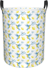 Large Laundry Basket - Hummingbird Lemon Flower Laundry Hamper, Hampers for Bedroom Aesthetic, Dirty Clothes Hamper