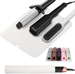 Quccefods Large Heat Resistant Silicone Mat for Hair Tools: Curling Iron, Flat Iron, Hair Straightener - Portable Hair Styling Pad Cover