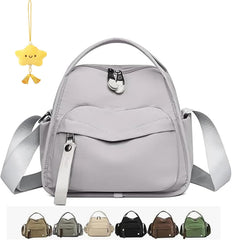 Veluna Shoulder Bag,Veluna Crossbody Shoulder Bag for Women,Solid Zipper Handbag, Large Capacity Nylon Handle Purse